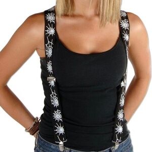 Black Spider Web Suspenders (adjustable) Party Accessory For Adults